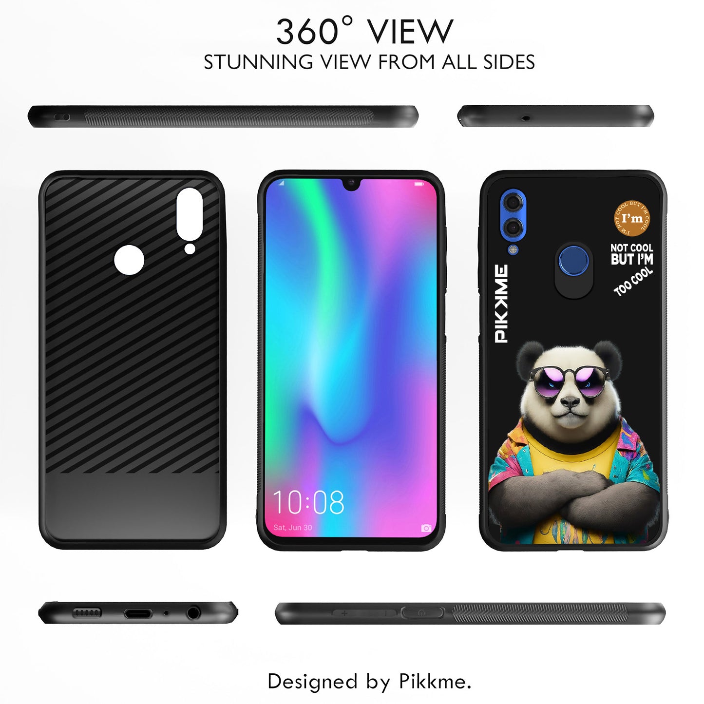 Pikkme Back Cover Pc Tpu + Printed Cool Funky Stylish Black Panda Swag Raised Edges Camera Protection |Bumper Case For Honor 10 Lite (Design 05)