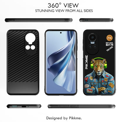 Pikkme Back Cover Pc Tpu + Printed Cool Funky Stylish Black Leopard Swag Raised Edges Camera Protection |Bumper Case For Oppo Reno 11 Pro 5G (Design 03)