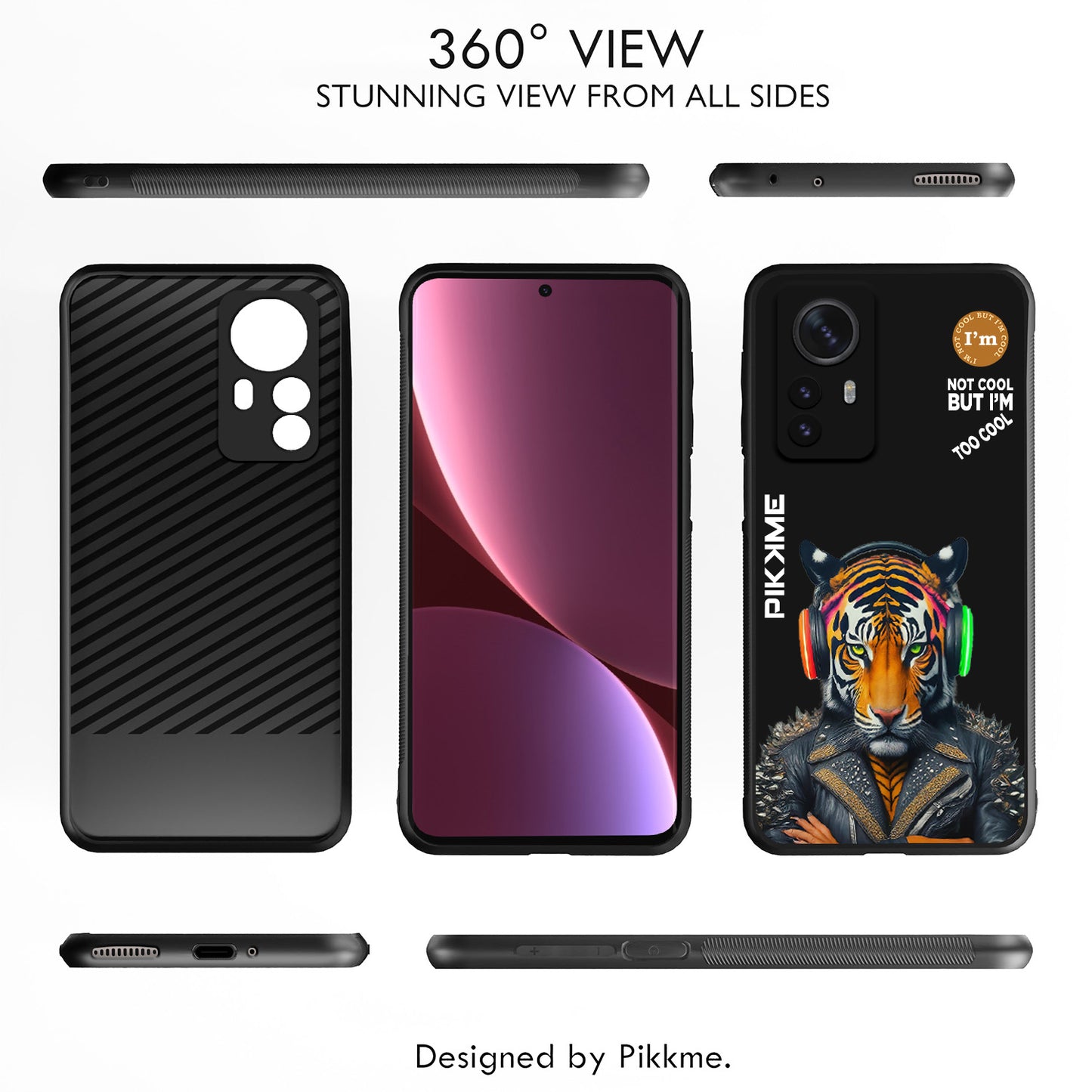 Pikkme Back Cover Pc Tpu + Printed Cool Funky Stylish Black Tiger Swag Raised Edges Camera Protection |Bumper Case For Xiaomi 12 Pro (Design 06)