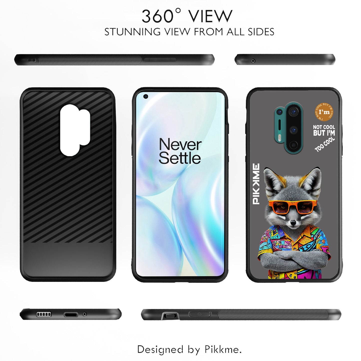 Pikkme Back Cover Pc Tpu + Printed Cool Funky Stylish Grey Wolf Swag Raised Edges Camera Protection |Bumper Case For OnePlus 8 Pro (Design 01)