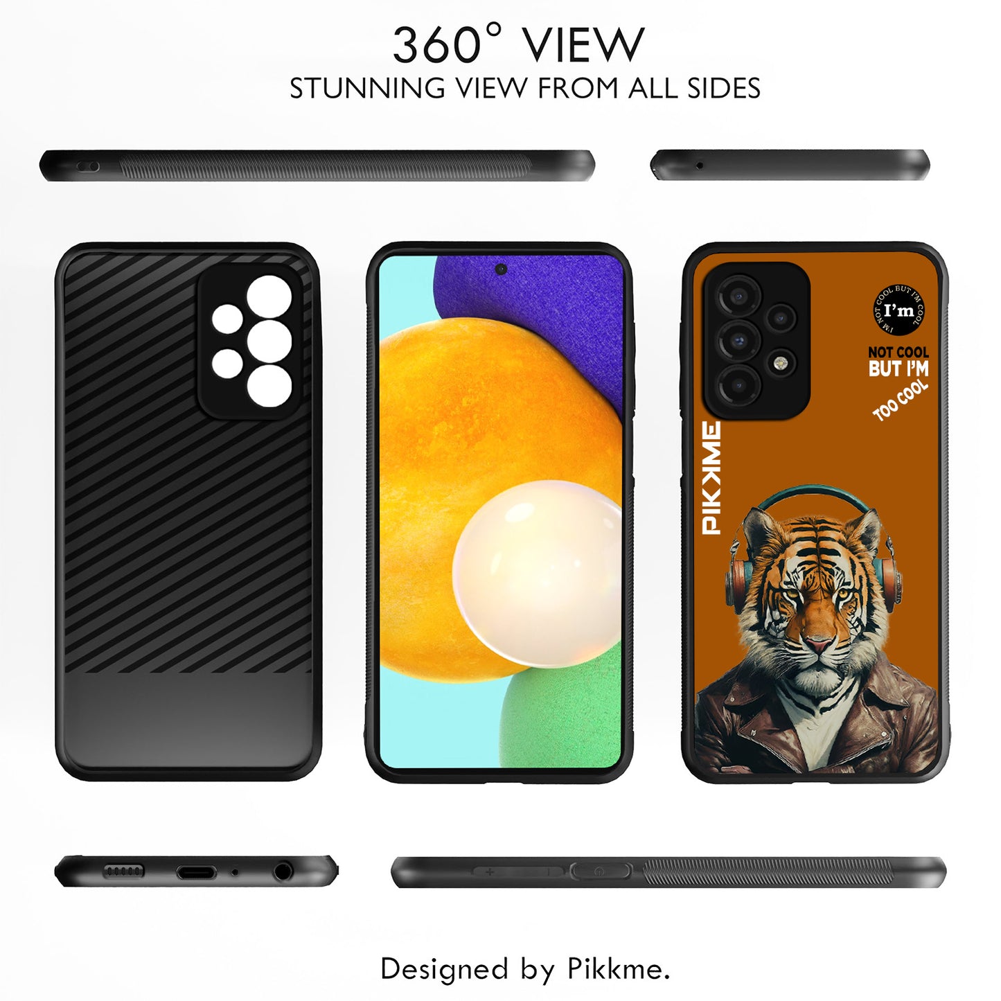 Pikkme Back Cover Pc Tpu + Printed Cool Funky Stylish Brown Tiger Swag Raised Edges Camera Protection |Bumper Case For Samsung Galaxy A52S 5G (Design 09)