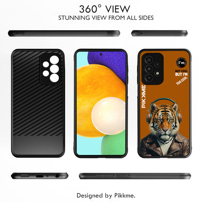 Pikkme Back Cover Pc Tpu + Printed Cool Funky Stylish Brown Tiger Swag Raised Edges Camera Protection |Bumper Case For Samsung Galaxy A52S 5G (Design 09)