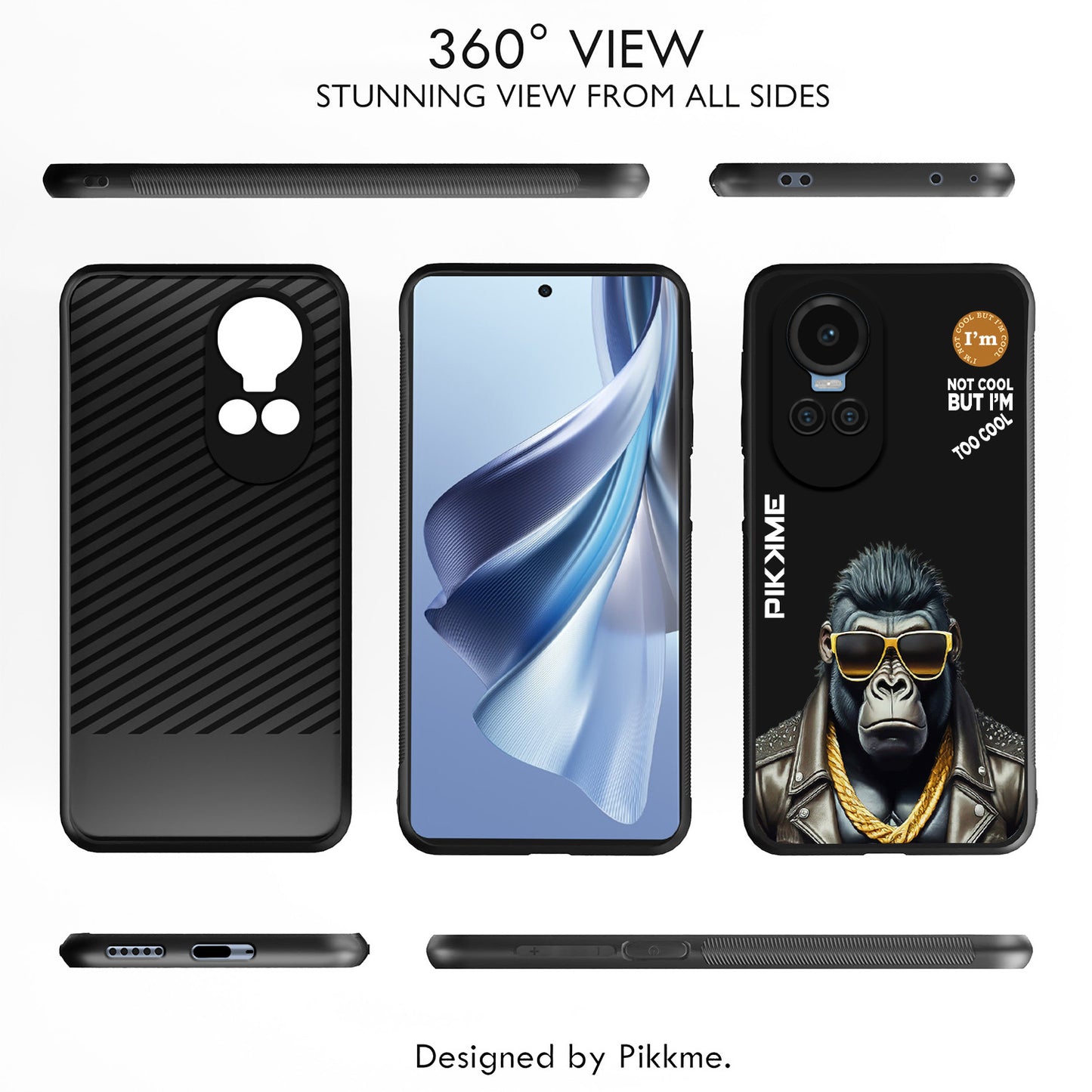 Pikkme Back Cover Pc Tpu + Printed Cool Funky Stylish Black Gorilla Swag Raised Edges Camera Protection |Bumper Case For Oppo Reno 10 5G (Design 07)