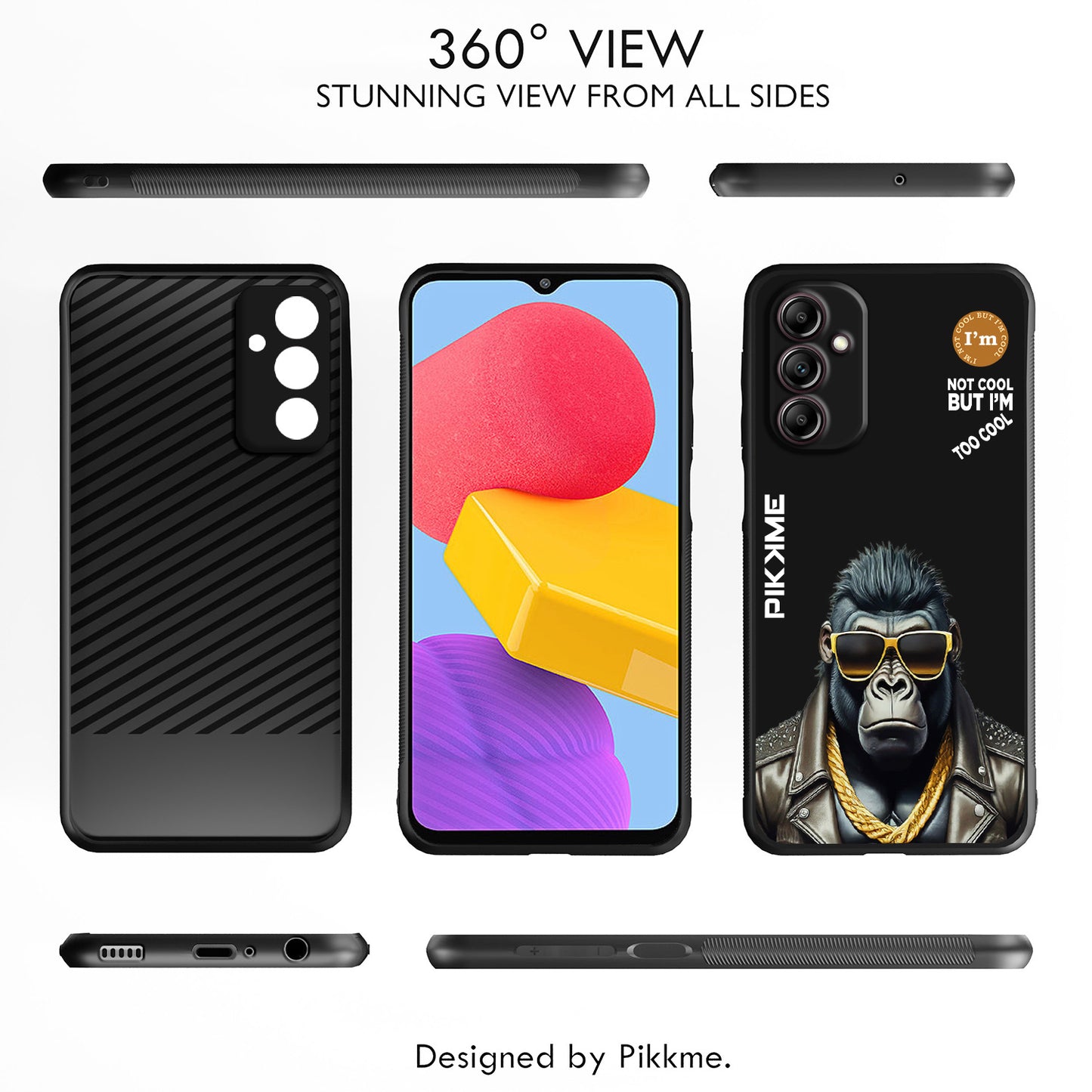 Pikkme Back Cover Pc Tpu + Printed Cool Funky Stylish Black Gorilla Swag Raised Edges Camera Protection |Bumper Case For Samsung Galaxy A14 (Design 07)