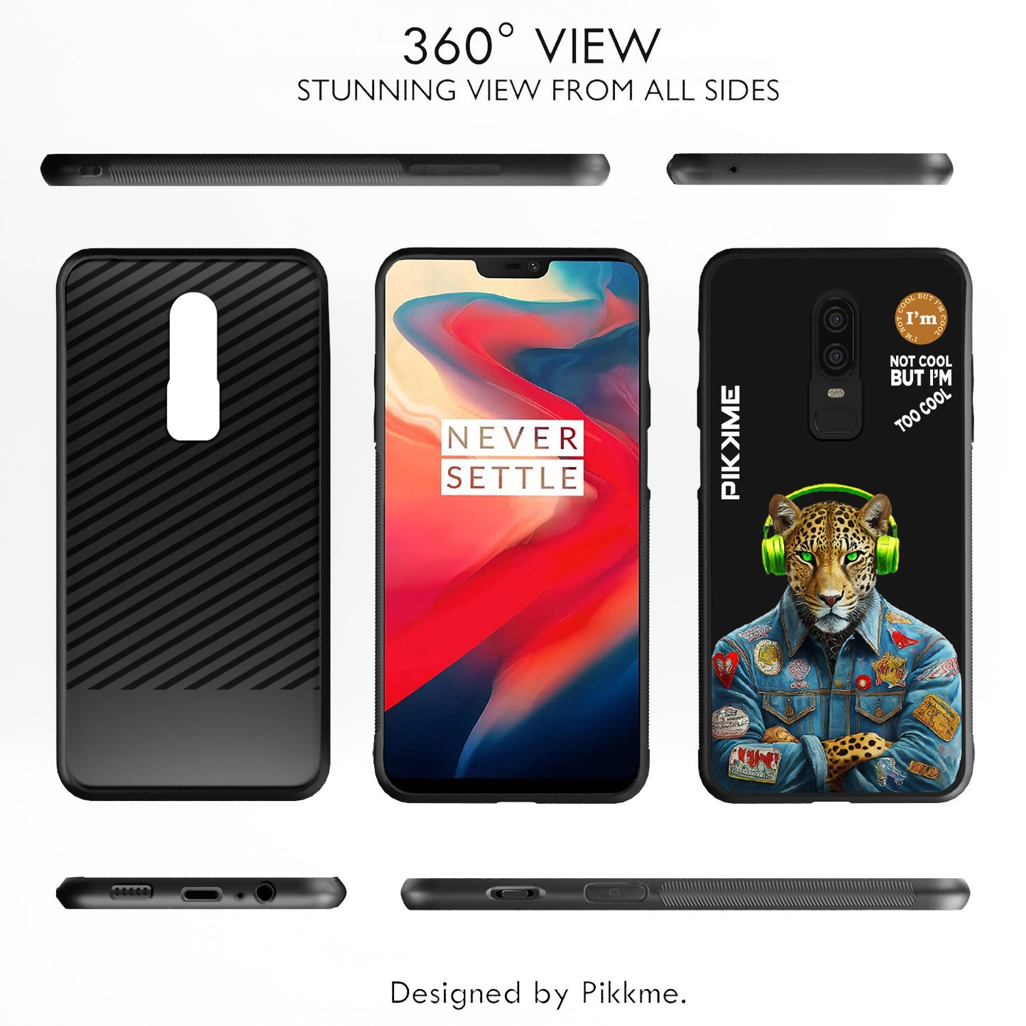 Pikkme Back Cover Pc Tpu + Printed Cool Funky Stylish Black Leopard Swag Raised Edges Camera Protection |Bumper Case For OnePlus 6 (Design 03)