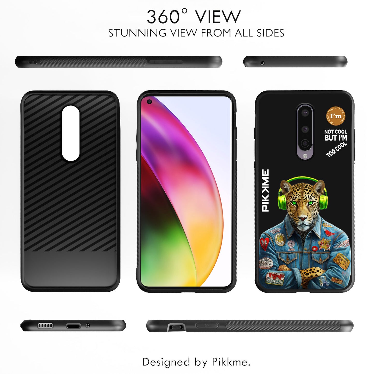 Pikkme Back Cover Pc Tpu + Printed Cool Funky Stylish Black Leopard Swag Raised Edges Camera Protection |Bumper Case For OnePlus 8 (Design 03)