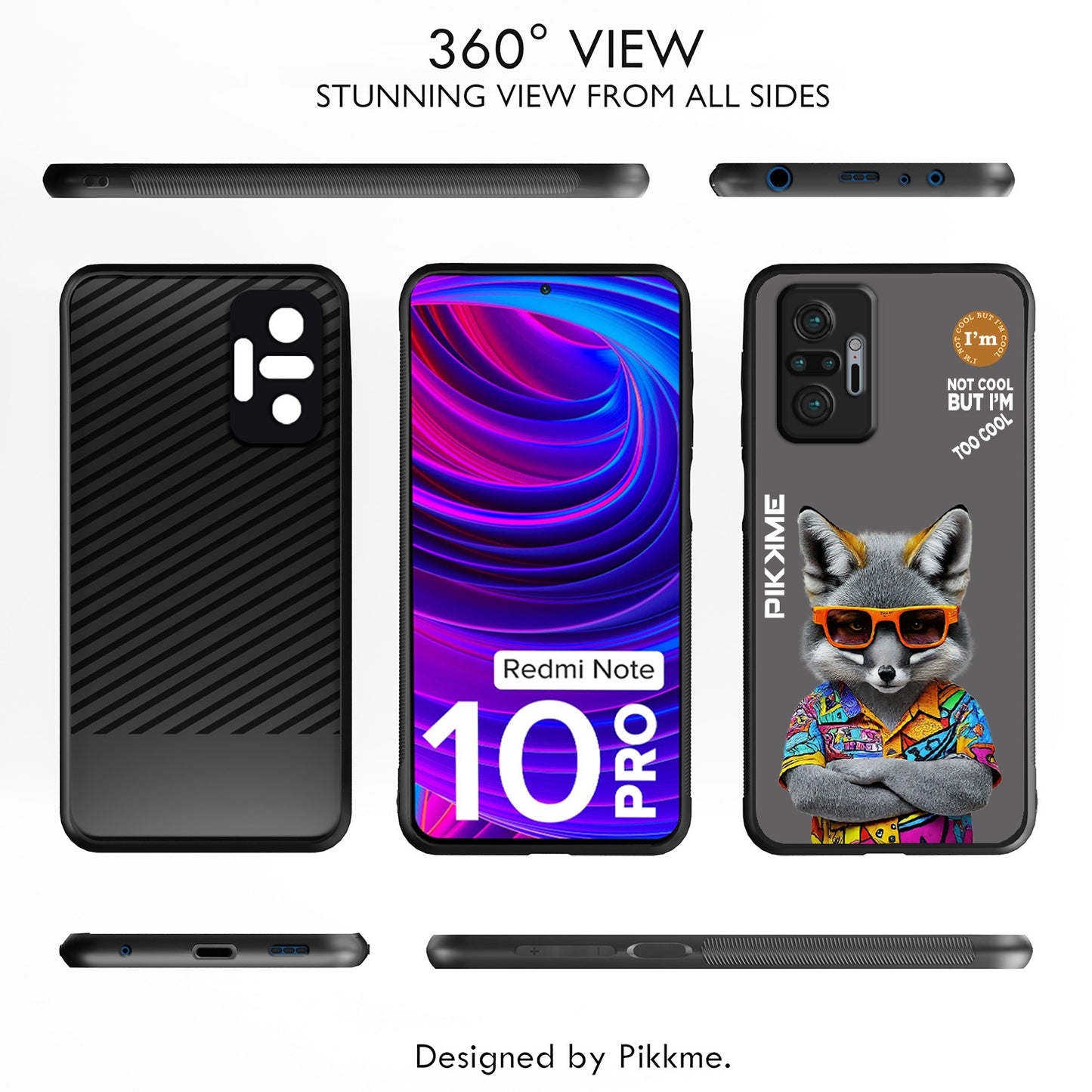 Pikkme Back Cover Pc Tpu + Printed Cool Funky Stylish Grey Wolf Swag Raised Edges Camera Protection |Bumper Case For Redmi Note 10 Pro (Design 01)