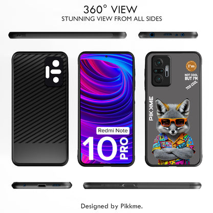 Pikkme Back Cover Pc Tpu + Printed Cool Funky Stylish Grey Wolf Swag Raised Edges Camera Protection |Bumper Case For Redmi Note 10 Pro (Design 01)