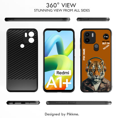 Pikkme Back Cover Pc Tpu + Printed Cool Funky Stylish Brown Tiger Swag Raised Edges Camera Protection |Bumper Case For Redmi A1 Plus (Design 09)