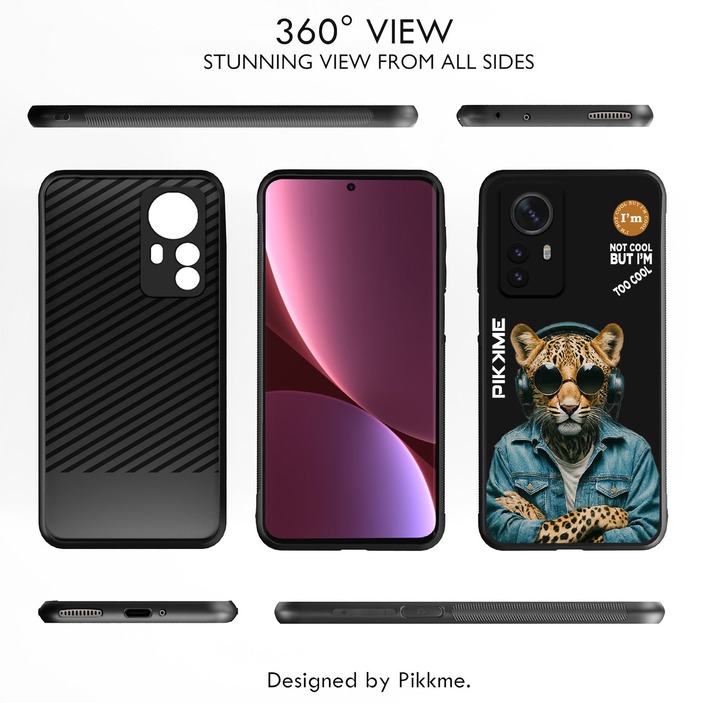 Pikkme Back Cover Pc Tpu + Printed Cool Funky Stylish Black Leopard Swag Raised Edges Camera Protection |Bumper Case For Xiaomi 12 Pro (Design 04)