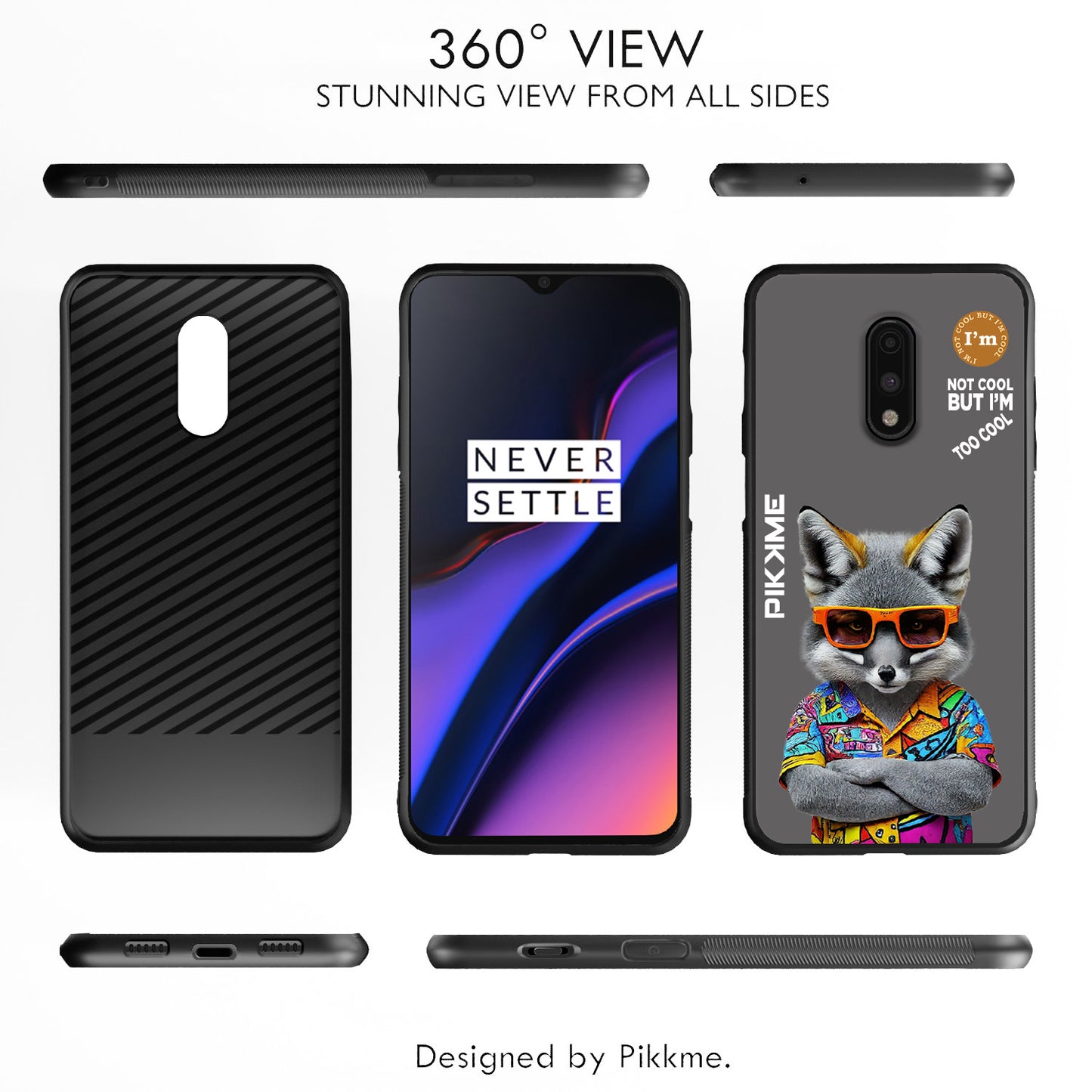 Pikkme Back Cover Pc Tpu + Printed Cool Funky Stylish Grey Wolf Swag Raised Edges Camera Protection |Bumper Case For OnePlus 7 (Design 01)