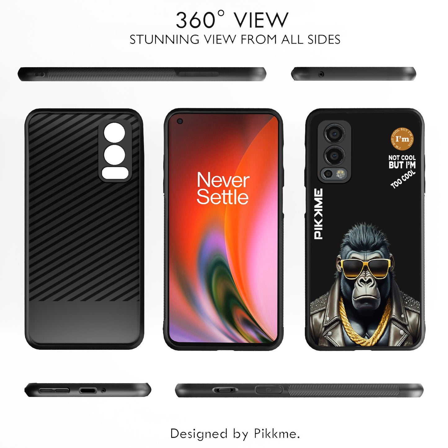 Pikkme Back Cover Pc Tpu + Printed Cool Funky Stylish Black Gorilla Swag Raised Edges Camera Protection |Bumper Case For OnePlus Nord 2 5G (Design 07)