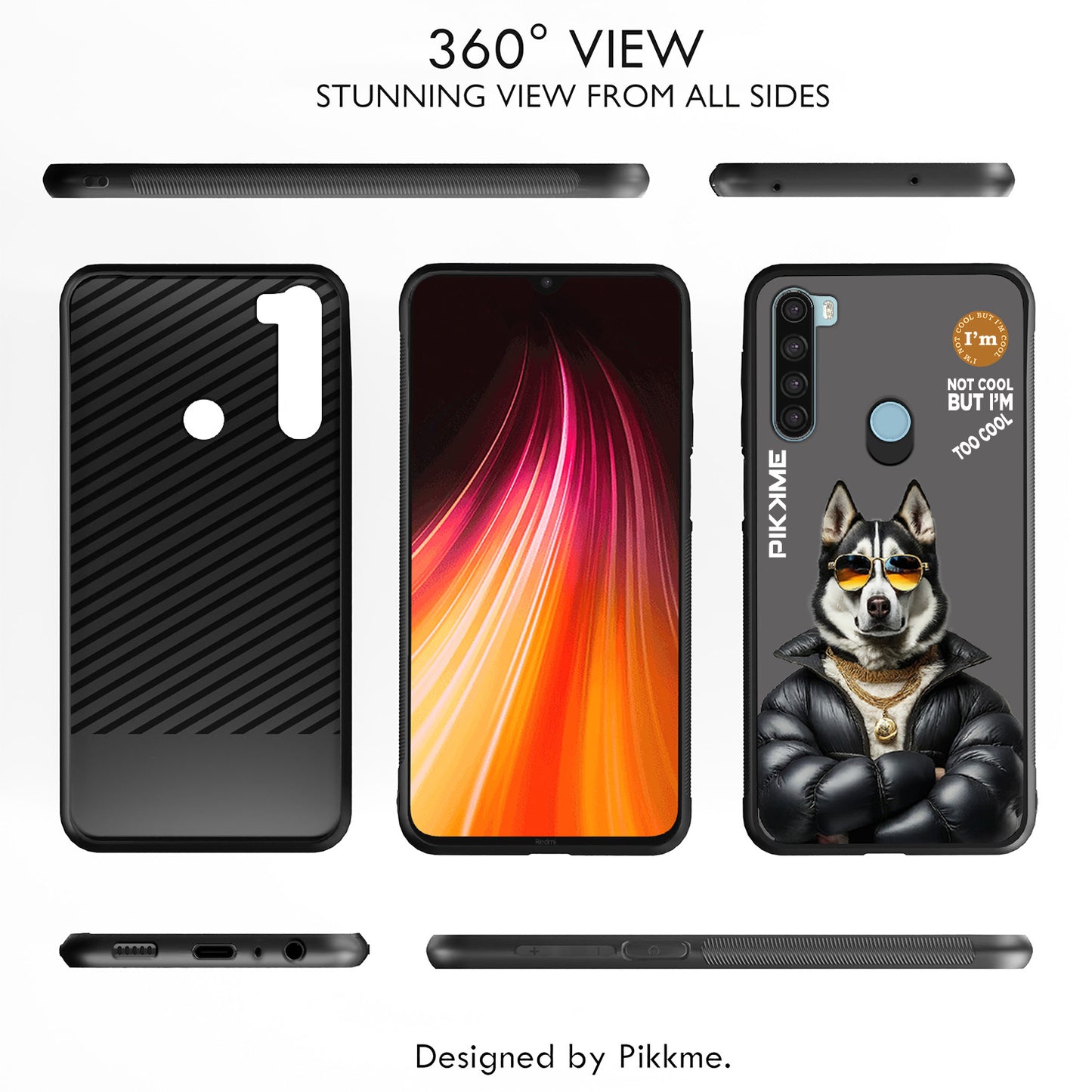 Pikkme Back Cover Pc Tpu + Printed Cool Funky Stylish Grey Dog Swag Raised Edges Camera Protection |Bumper Case For Redmi Note 8 (Design 02)