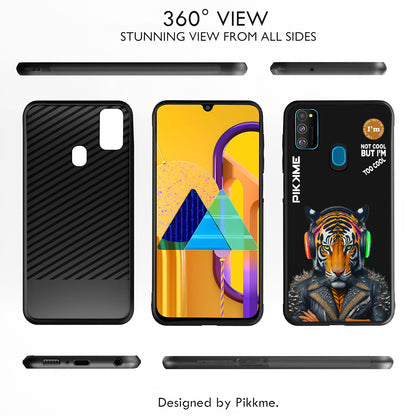 Pikkme Back Cover Pc Tpu + Printed Cool Funky Stylish Black Tiger Swag Raised Edges Camera Protection |Bumper Case For Samsung Galaxy M30s (Design 06)