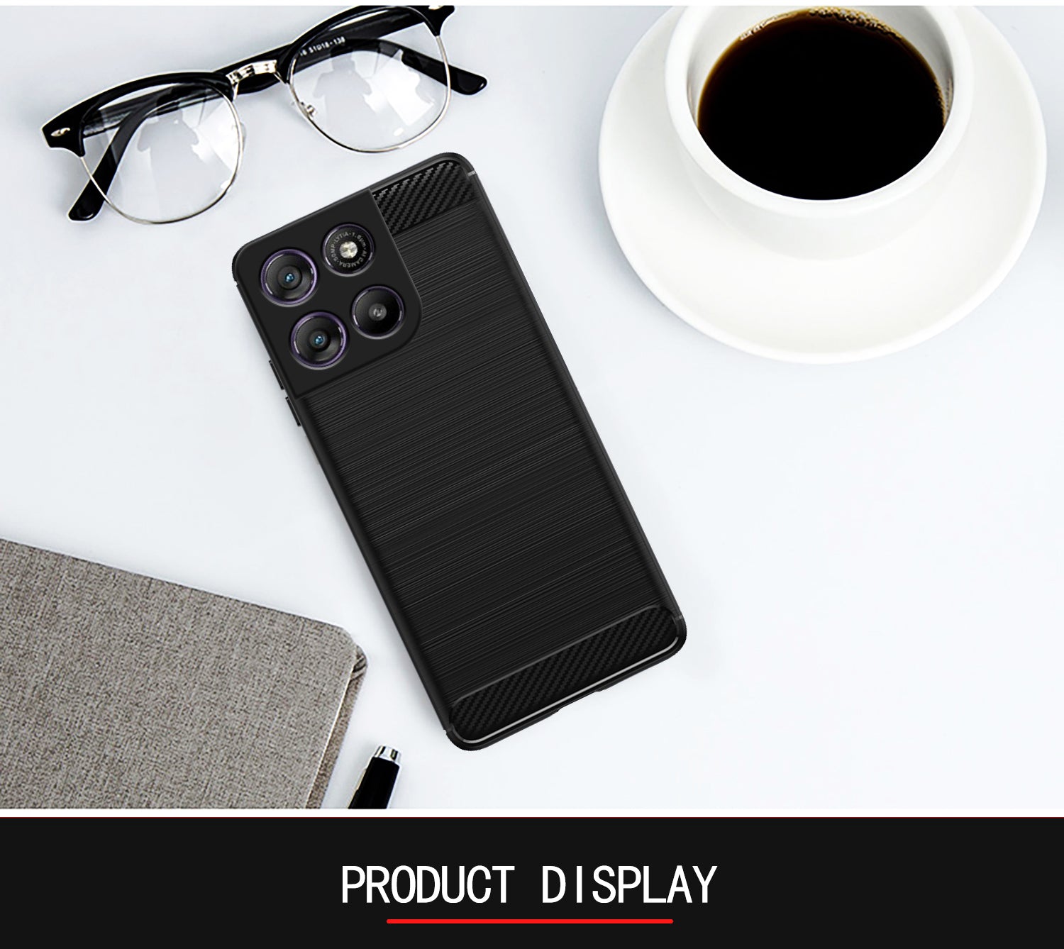 Pikkme Motorola Moto G67 Power 5G / G57 Power 5G Hybrid Carbon Fiber Back Cover (Black)