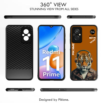 Pikkme Back Cover Pc Tpu + Printed Cool Funky Stylish Brown Tiger Swag Raised Edges Camera Protection |Bumper Case For Redmi 11 Prime (Design 09)