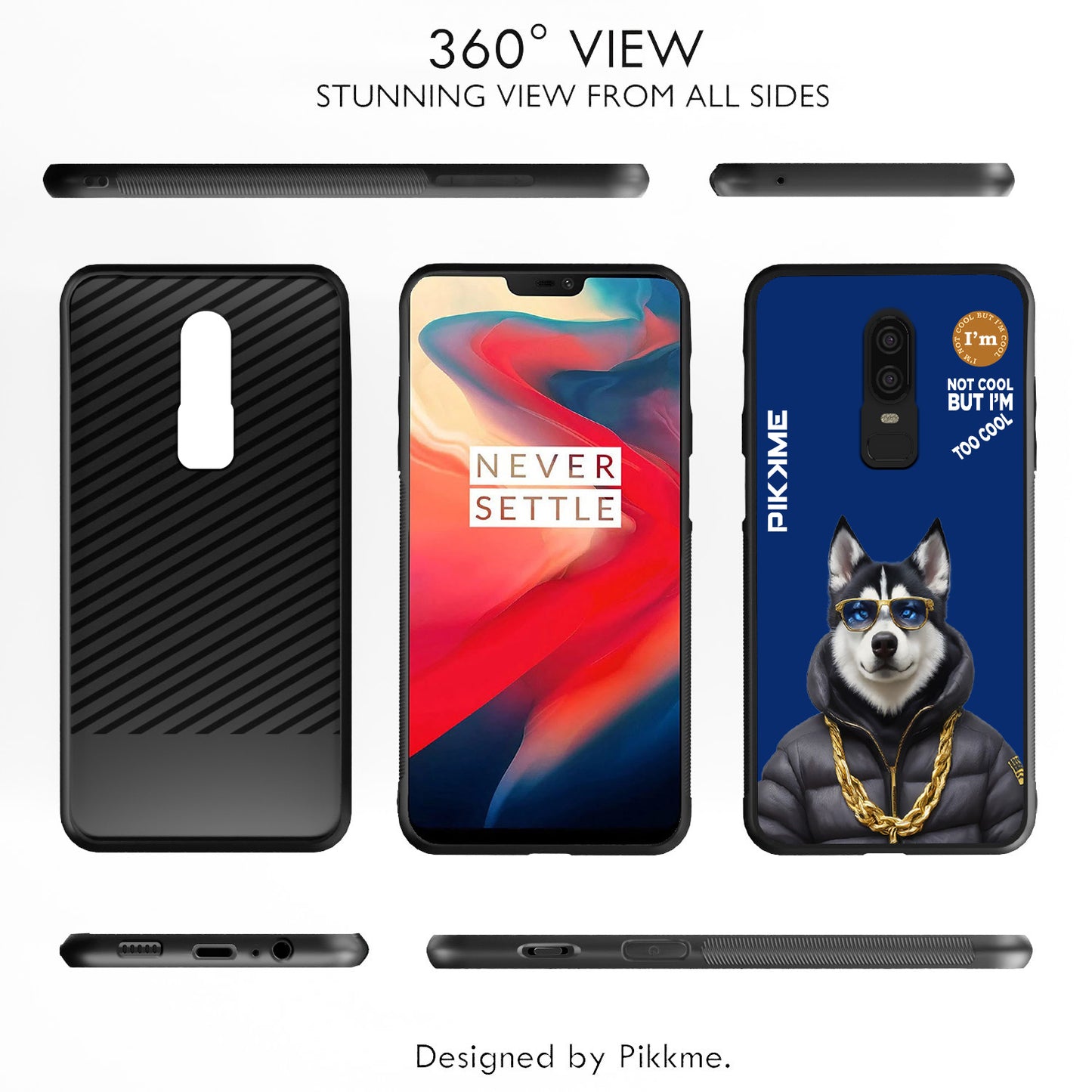 Pikkme Back Cover Pc Tpu + Printed Cool Funky Stylish Blue Dog Swag Raised Edges Camera Protection |Bumper Case For OnePlus 6 (Design 08)