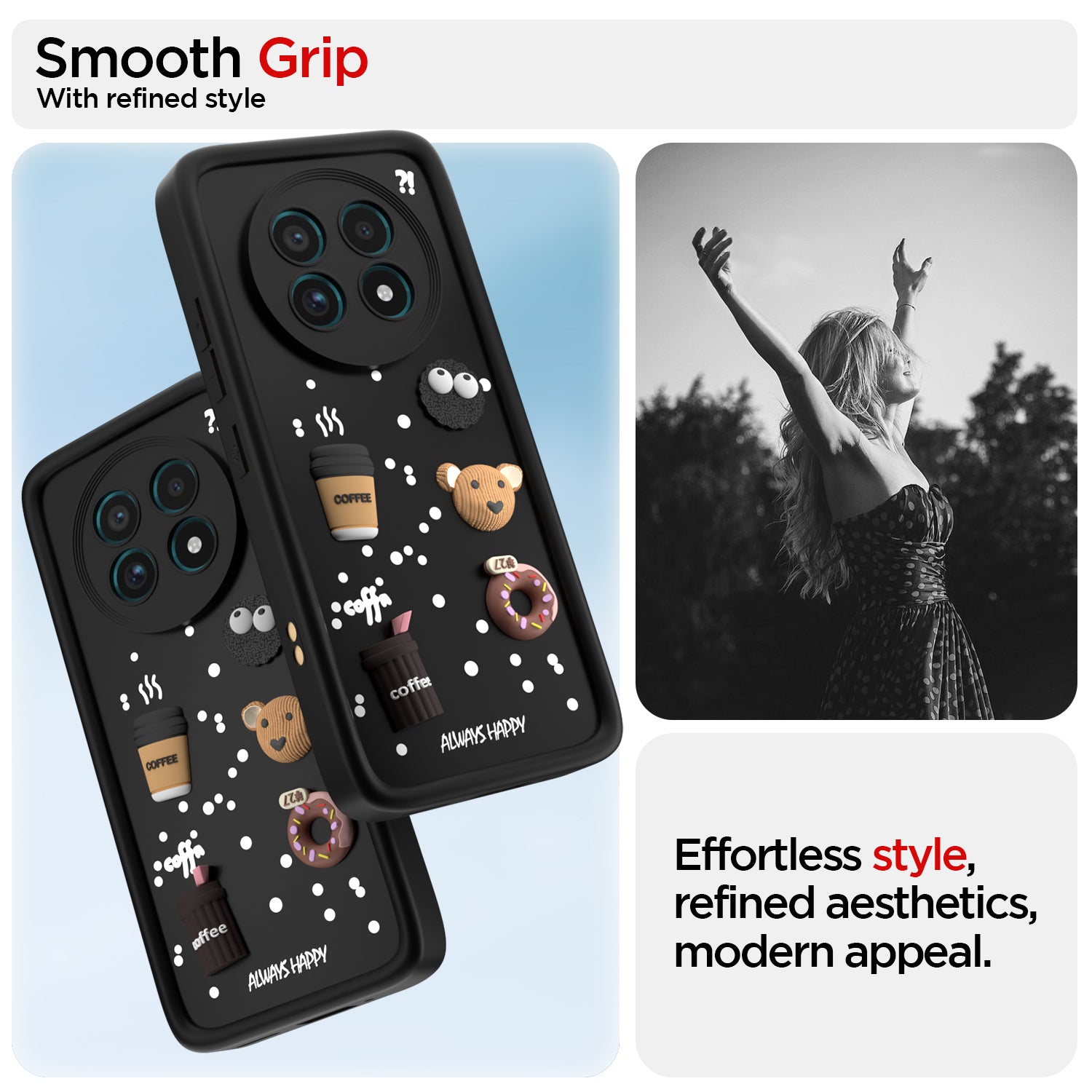 Pikkme Realme 13 Pro / 13 Pro Plus 5G Cute Fun Cartoon 3D Bear Coffee Back Cover (Black)