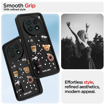 Pikkme Realme 13 Pro / 13 Pro Plus 5G Cute Fun Cartoon 3D Bear Coffee Back Cover (Black)