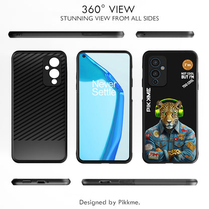 Pikkme Back Cover Pc Tpu + Printed Cool Funky Stylish Black Leopard Swag Raised Edges Camera Protection |Bumper Case For OnePlus 9 (Design 03)