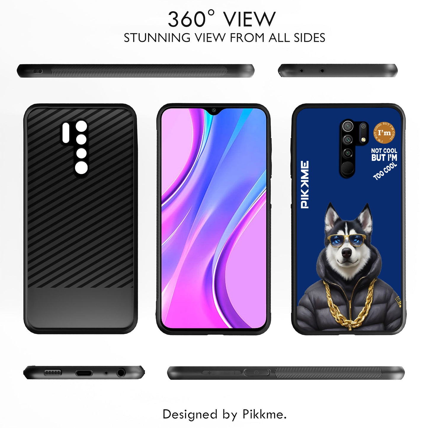 Pikkme Back Cover Pc Tpu + Printed Cool Funky Stylish Blue Dog Swag Raised Edges Camera Protection |Bumper Case For Redmi 9 Prime (Design 08)