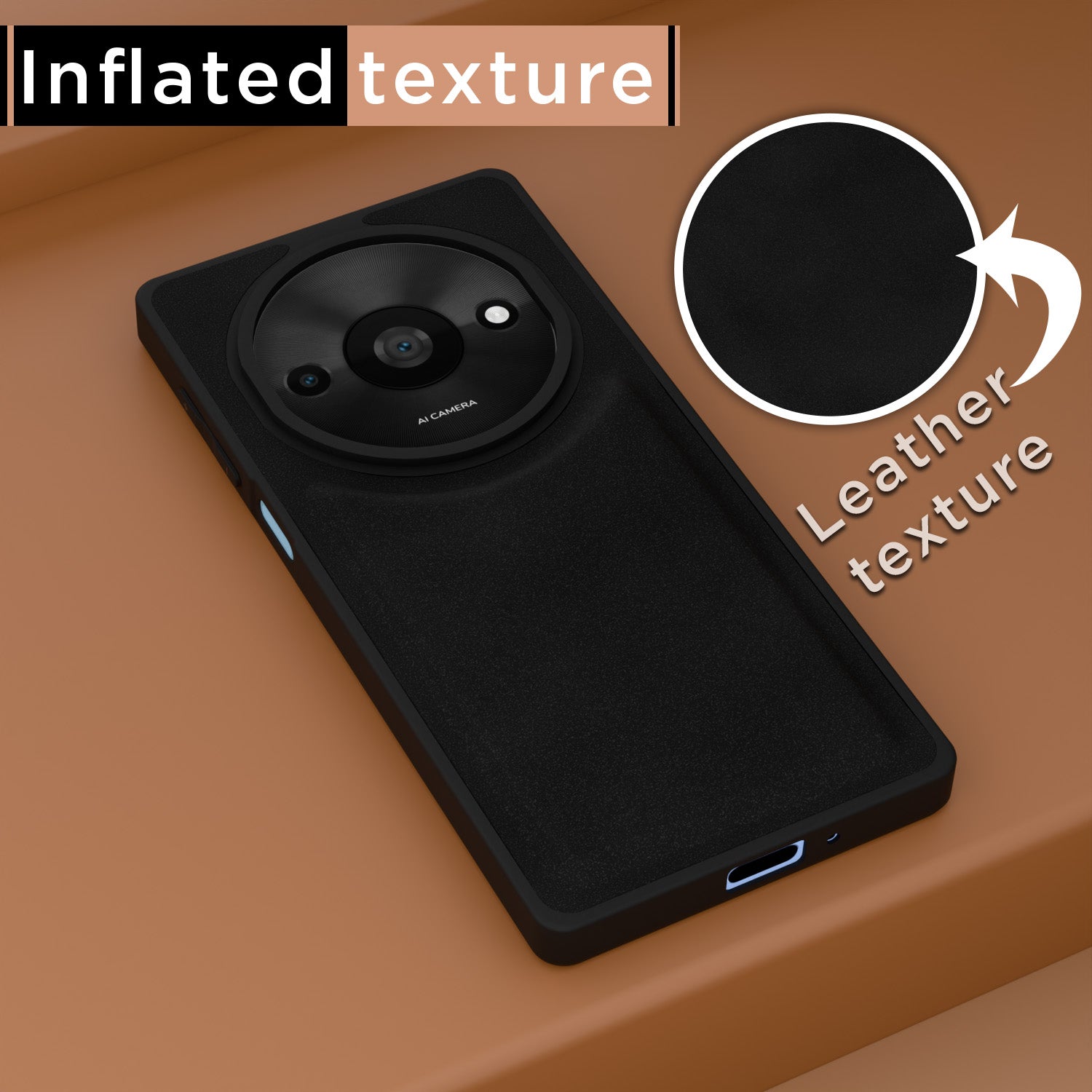 Pikkme Redmi A3 (2024) / Redmi A3x / Poco C61 Premium Leatherback Case (Black)
