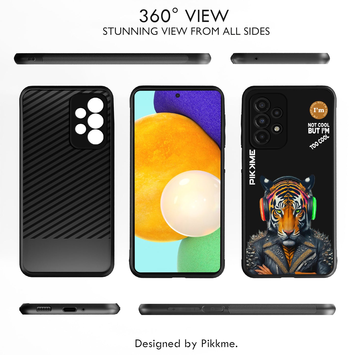 Pikkme Back Cover Pc Tpu + Printed Cool Funky Stylish Black Tiger Swag Raised Edges Camera Protection |Bumper Case For Samsung Galaxy A53 (Design 06)