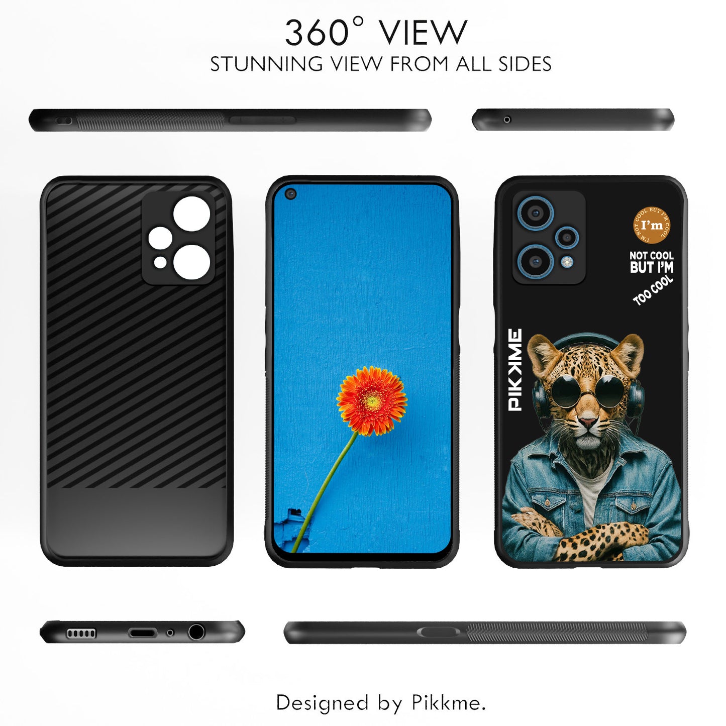 Pikkme Back Cover Pc Tpu + Printed Cool Funky Stylish Black Leopard Swag Raised Edges Camera Protection |Bumper Case For Realme 9 Pro (Design 04)