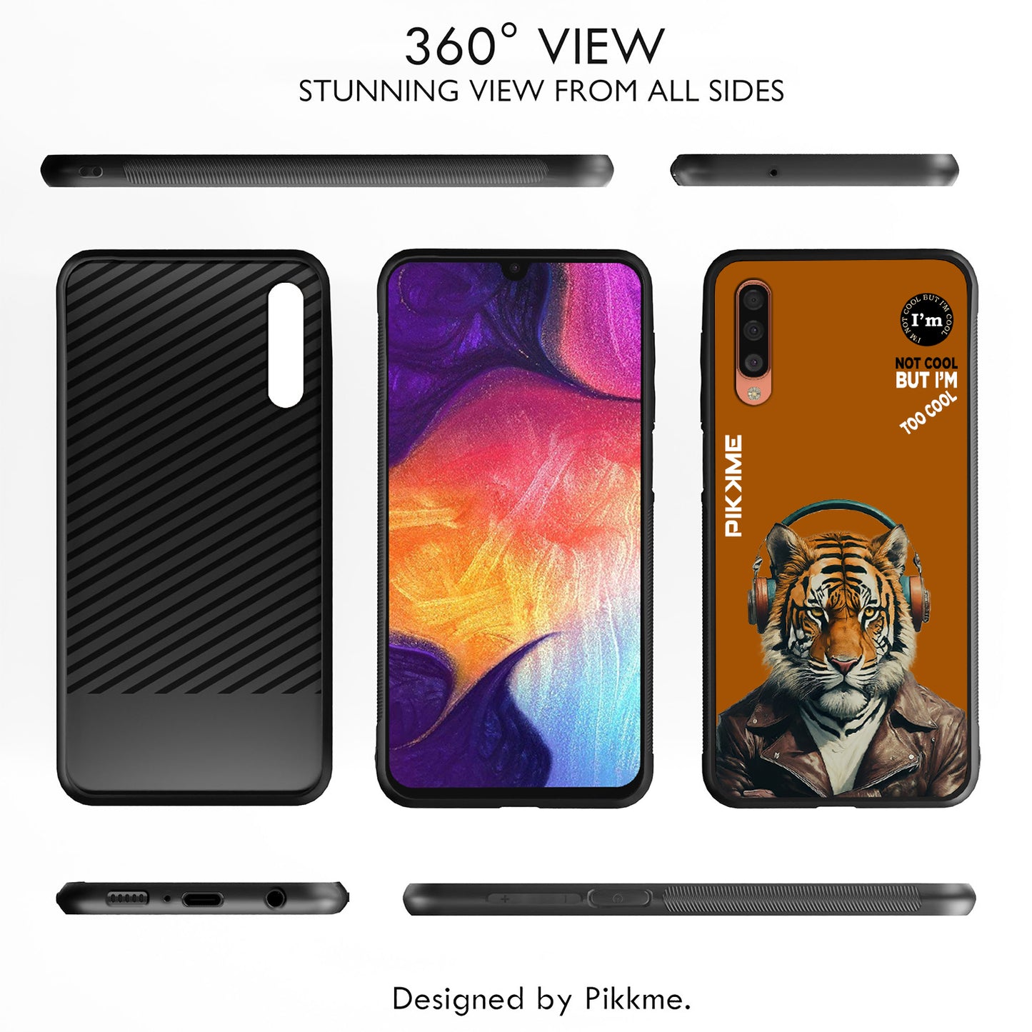 Pikkme Back Cover Pc Tpu + Printed Cool Funky Stylish Brown Tiger Swag Raised Edges Camera Protection |Bumper Case For Samsung Galaxy A50 (Design 09)