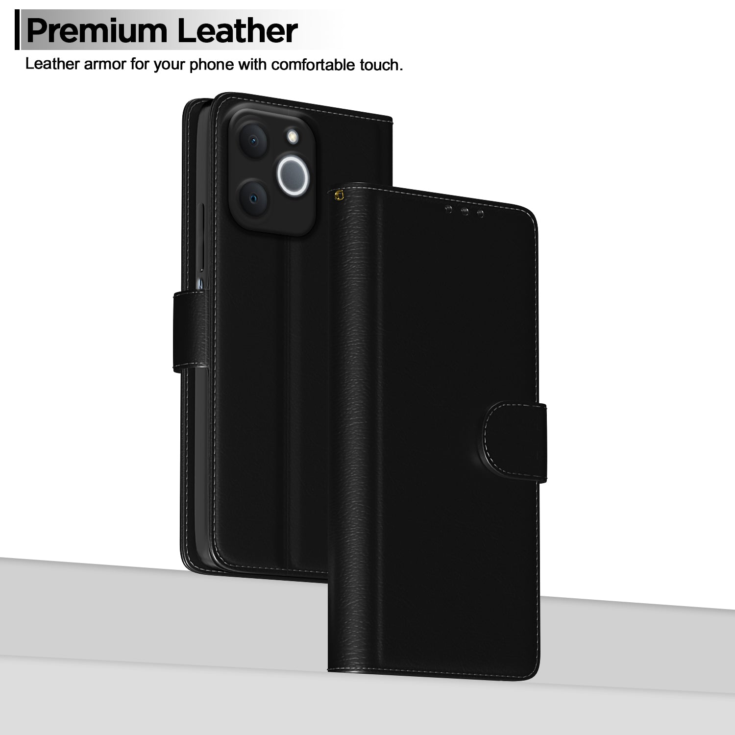 Pikkme Realme C71 5G Premium Leather Finish Vintage Flip Cover (Black)
