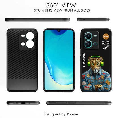 Pikkme Back Cover Pc Tpu + Printed Cool Funky Stylish Black Leopard Swag Raised Edges Camera Protection |Bumper Case For Vivo V25 5G (Design 03)