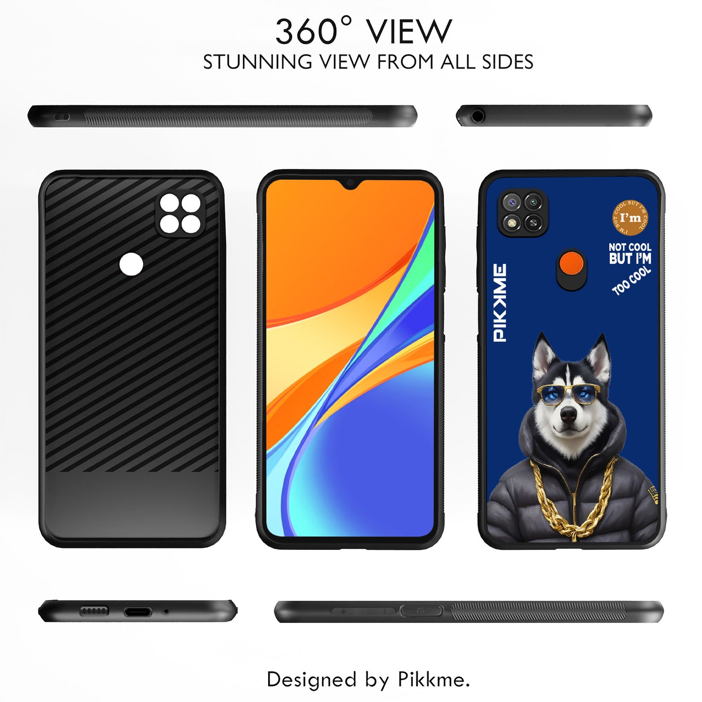 Pikkme Back Cover Pc Tpu + Printed Cool Funky Stylish Blue Dog Swag Raised Edges Camera Protection |Bumper Case For Redmi 9 (Design 08)