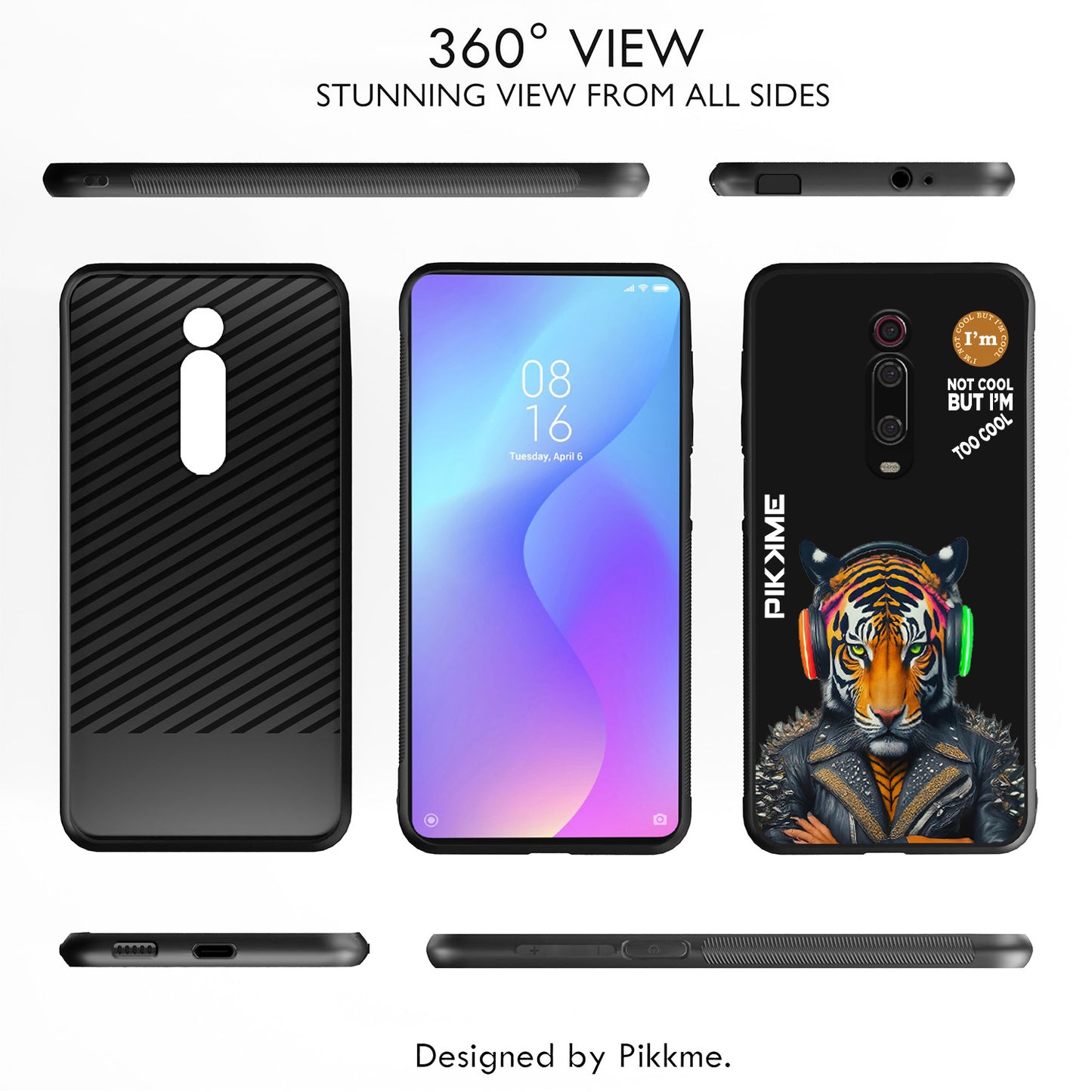 Pikkme Back Cover Pc Tpu + Printed Cool Funky Stylish Black Tiger Swag Raised Edges Camera Protection |Bumper Case For Redmi K20 Pro (Design 06)