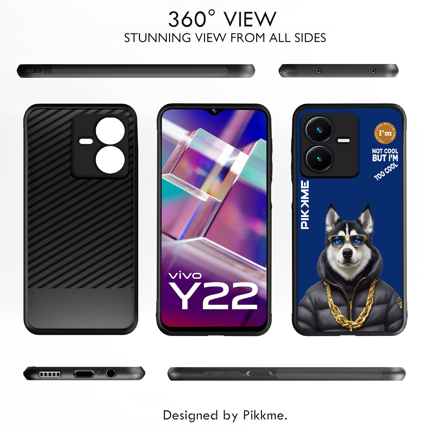 Pikkme Blue Dog Swag  Vivo Y22 Nim2 Back Cover (Design 08)