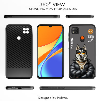 Pikkme Back Cover Pc Tpu + Printed Cool Funky Stylish Grey Dog Swag Raised Edges Camera Protection |Bumper Case For Redmi 9 (Design 02)