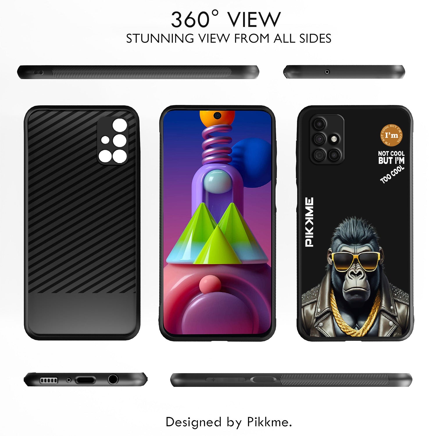 Pikkme Back Cover Pc Tpu + Printed Cool Funky Stylish Black Gorilla Swag Raised Edges Camera Protection |Bumper Case For Samsung Galaxy M31s (Design 07)