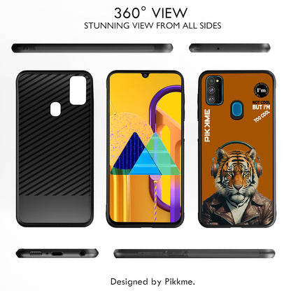 Pikkme Back Cover Pc Tpu + Printed Cool Funky Stylish Brown Tiger Swag Raised Edges Camera Protection |Bumper Case For Samsung Galaxy M30s (Design 09)