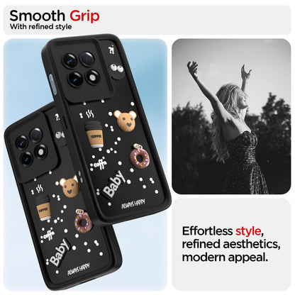 Pikkme One PLus 11 R 5G Cute Fun Cartoon 3D Bear Coffee Back Cover (Black)