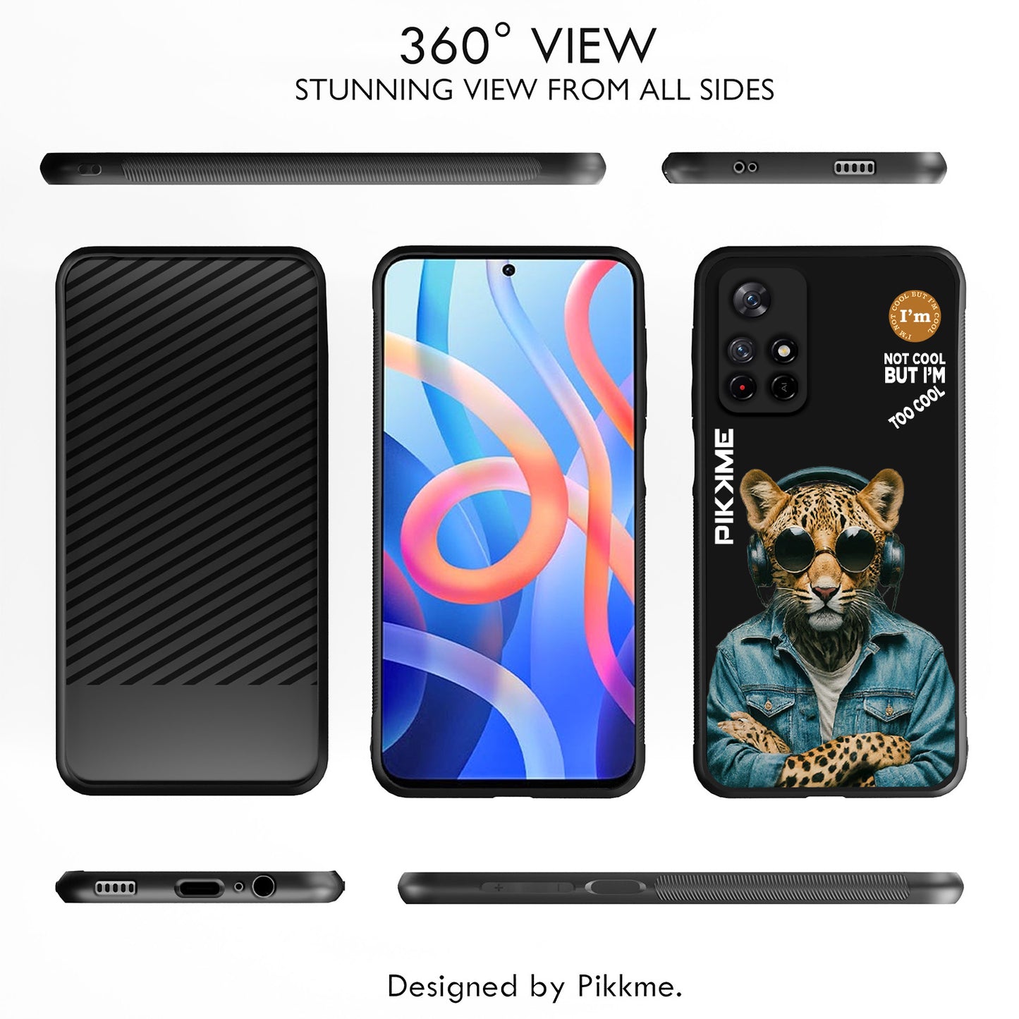 Pikkme Back Cover Pc Tpu + Printed Cool Funky Stylish Black Leopard Swag Raised Edges Camera Protection |Bumper Case For Redmi Note 11T (Design 04)