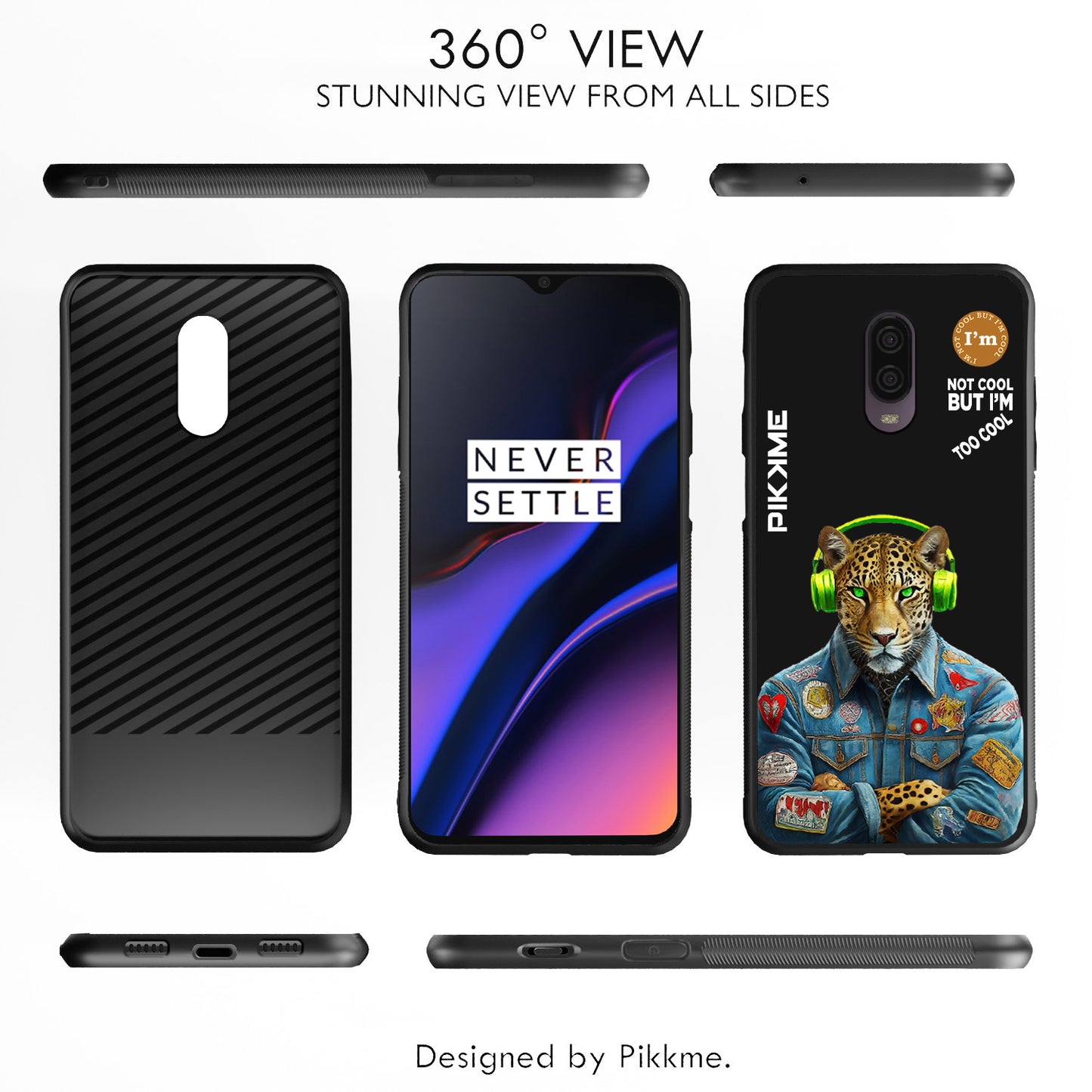 Pikkme Back Cover Pc Tpu + Printed Cool Funky Stylish Black Leopard Swag Raised Edges Camera Protection |Bumper Case For OnePlus 6T (Design 03)