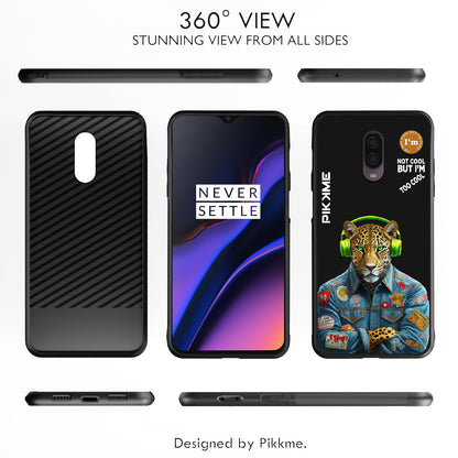 Pikkme Back Cover Pc Tpu + Printed Cool Funky Stylish Black Leopard Swag Raised Edges Camera Protection |Bumper Case For OnePlus 6T (Design 03)