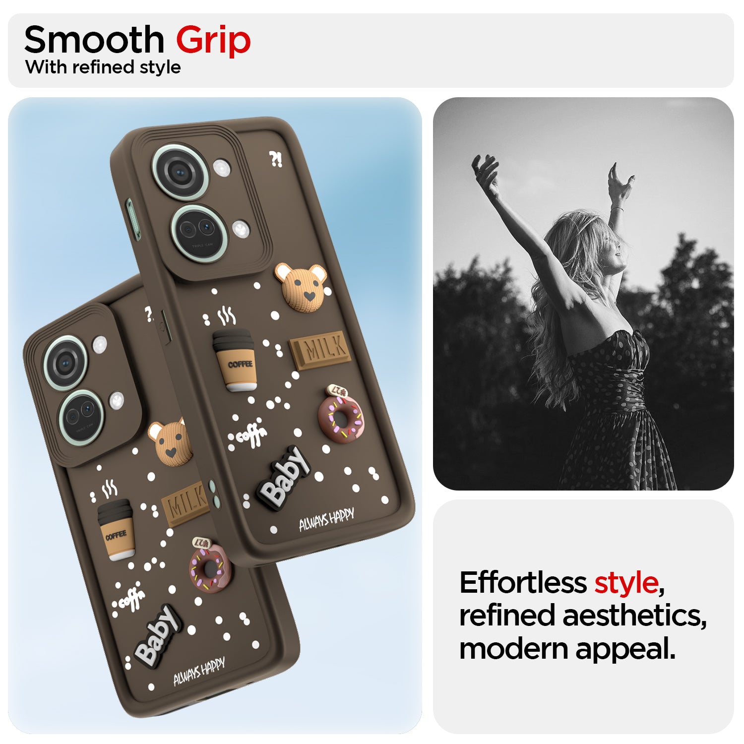 Pikkme OnePlus Nord 3 5G Cute Fun Cartoon 3D Bear Coffee Back Cover (Black)