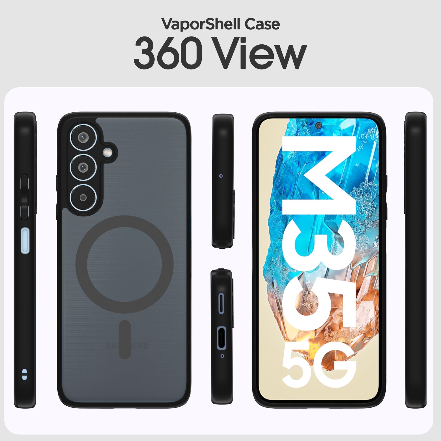 Pikkme Samsung Galaxy A35 5G Eagle 2 Mag-Safe Smoke Shockproof Hard Transparent Back Cover (Black)