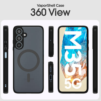 Pikkme Samsung Galaxy A35 5G Eagle 2 Mag-Safe Smoke Shockproof Hard Transparent Back Cover (Black)