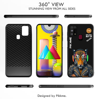 Pikkme Back Cover Pc Tpu + Printed Cool Funky Stylish Black Tiger Swag Raised Edges Camera Protection |Bumper Case For Samsung Galaxy M31 (Design 06)