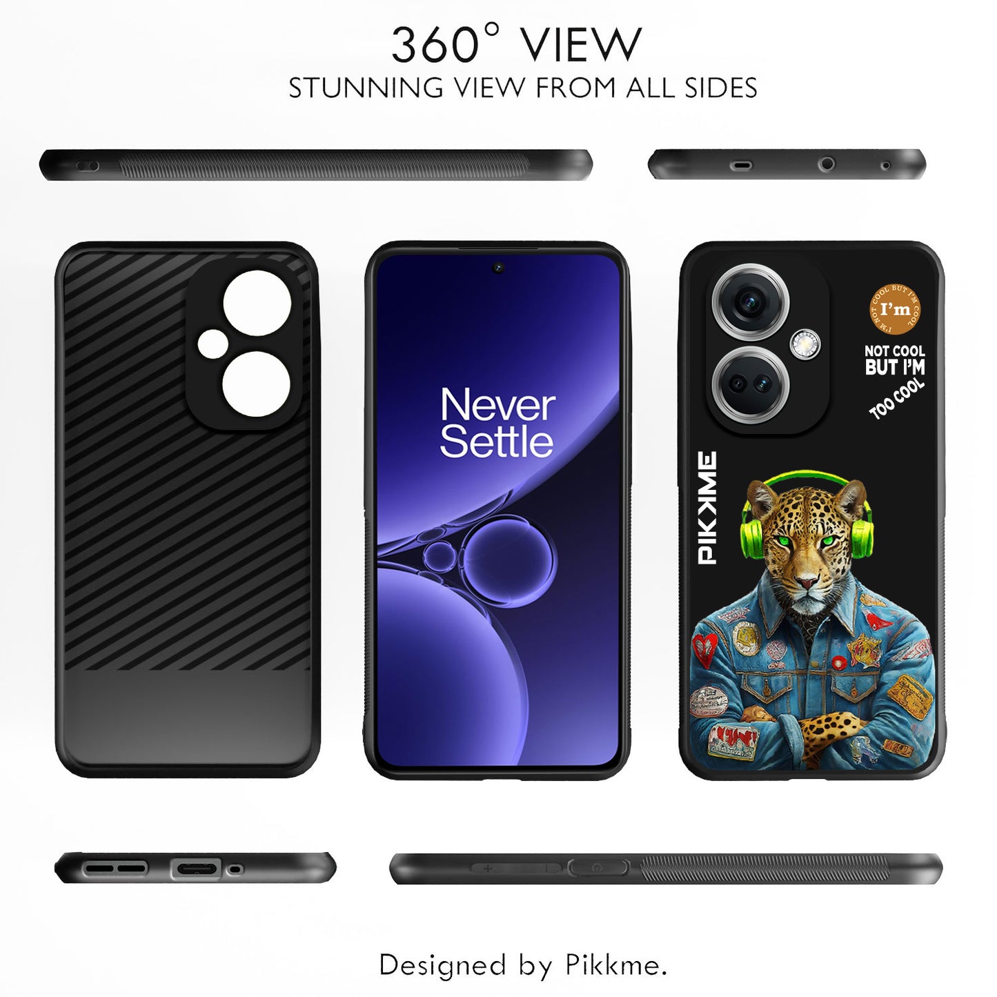 Pikkme Back Cover Pc Tpu + Printed Cool Funky Stylish Black Leopard Swag Raised Edges Camera Protection |Bumper Case For OnePlus Nord Ce 3 5G (Design 03)