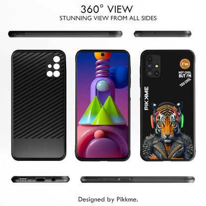 Pikkme Back Cover Pc Tpu + Printed Cool Funky Stylish Black Tiger Swag Raised Edges Camera Protection |Bumper Case For Samsung Galaxy M51 (Design 06)