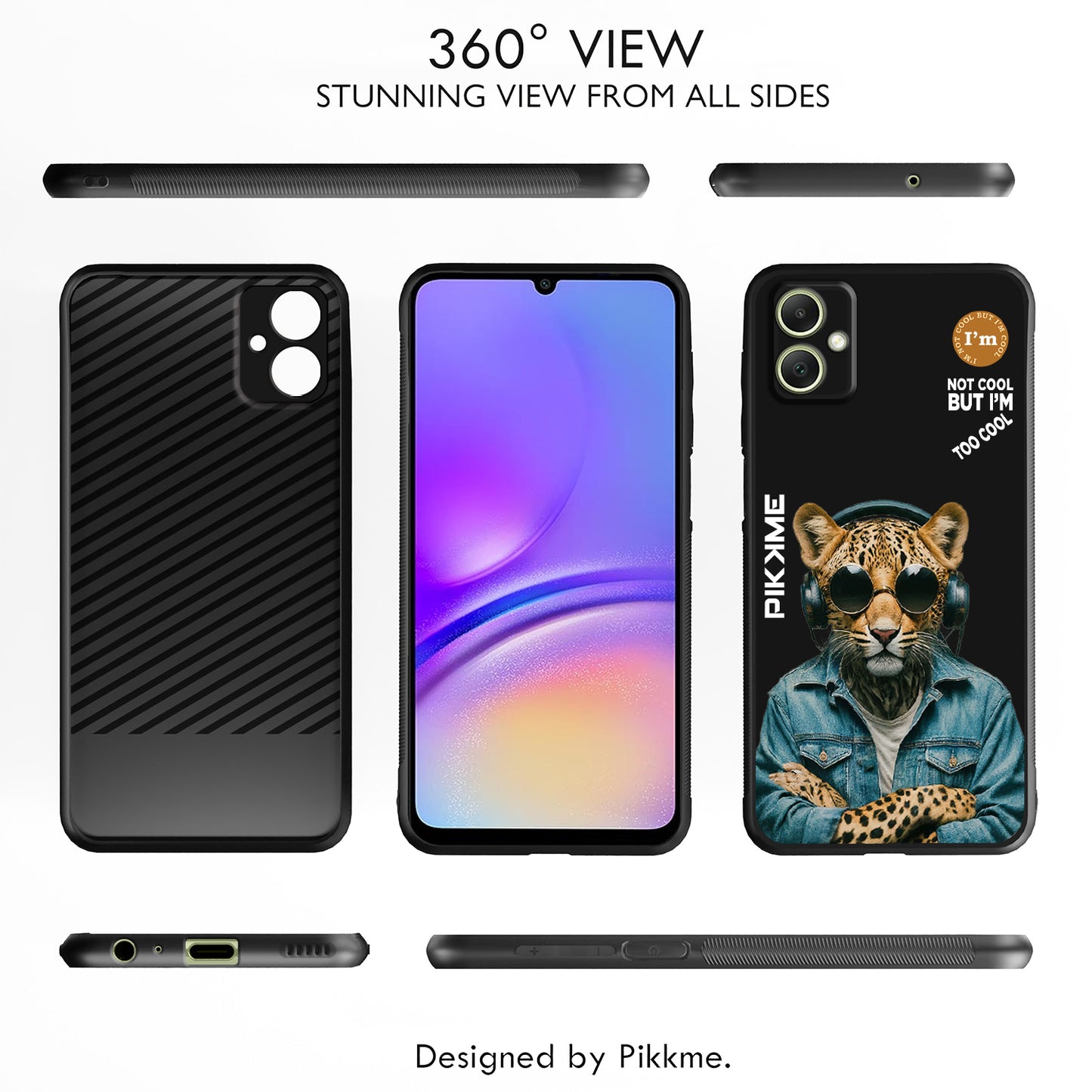 Pikkme Back Cover Pc Tpu + Printed Cool Funky Stylish Black Leopard Swag Raised Edges Camera Protection |Bumper Case For Samsung Galaxy A05 (Design 04)