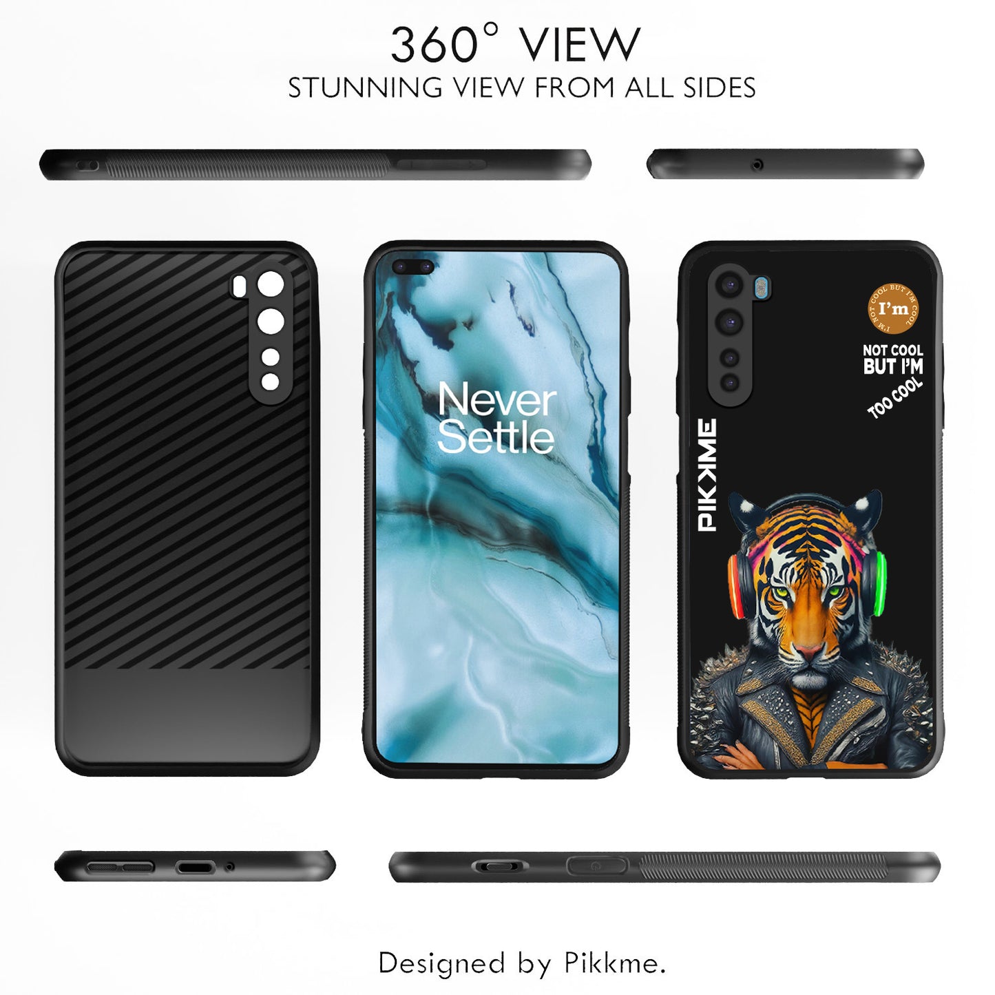 Pikkme Back Cover Pc Tpu + Printed Cool Funky Stylish Black Tiger Swag Raised Edges Camera Protection |Bumper Case For OnePlus Nord (Design 06)