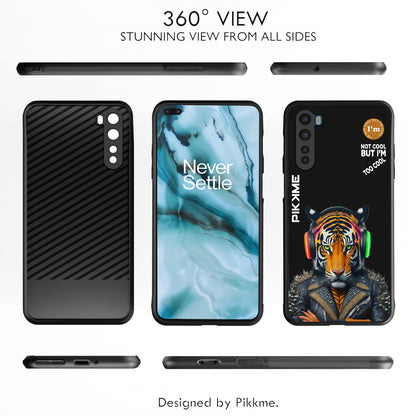 Pikkme Back Cover Pc Tpu + Printed Cool Funky Stylish Black Tiger Swag Raised Edges Camera Protection |Bumper Case For OnePlus Nord (Design 06)